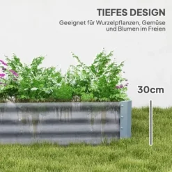 Højbed i stål 240x120x30 cm med beskyttelseskant, vejrbestandig – altan/have