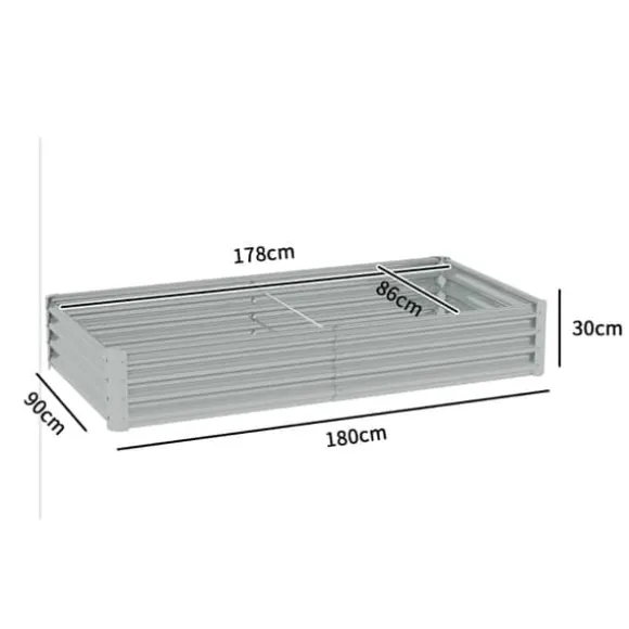 Højbed i stål 180x90x30 cm med beskyttelseskant, vejrbestandig – altan/have