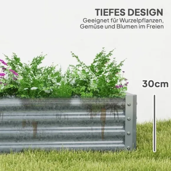 Højbed i stål 180x90x30 cm med beskyttelseskant, vejrbestandig – altan/have
