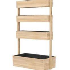 Højbed i træ 4 niveauer med drænhuller 88,5x45x140 cm – altan & have