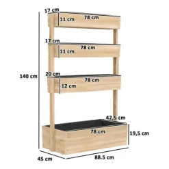 Højbed i træ 4 niveauer med drænhuller 88,5x45x140 cm – altan & have