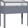 Højbed i træ med drivhus 120x54x112/122 cm, polykarbonat, grå – til tomater & grøntsager