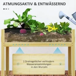 Højbed i træ 110x50x80 cm med akrylpaneler & dræn – vejrbestandig