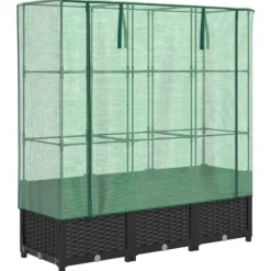 Højbed med drivhusovertræk - Rattan-look | Mål: 120x40x138 cm