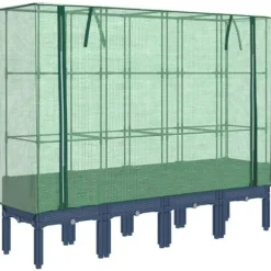 Højbed med drivhusovertræk - Rattan-look | Størrelse: 160x40x140 cm