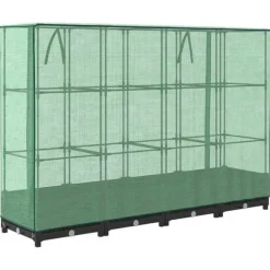 Højbed med drivhusovertræk - Rattan-look | Størrelse: 160x40x123 cm