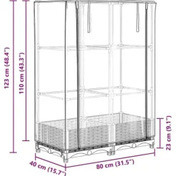 Højbed med drivhusovertræk 80x40x123 cm - Rattan-look | Størrelse: 80x40x123 cm