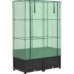Højbed med drivhusovertræk - Rattan-look | Størrelse: 80x40x138 cm