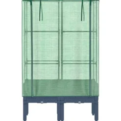 Højbed med drivhusovertræk - Robust design | Størrelse: 80x40x140 cm | Rattan-look
