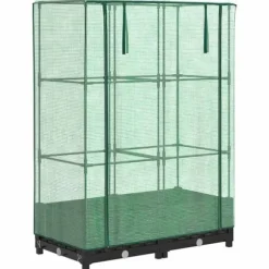 Højbed med drivhusovertræk - Rattan-look | Størrelse: 80x40x123 cm
