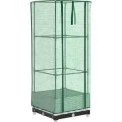 Højbed med drivhusovertræk - Rattan-look | Størrelse: 40x40x123 cm