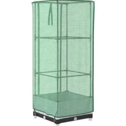 Højbed med drivhusovertræk - Rattan-look | Størrelse: 40x40x123 cm