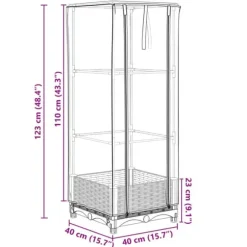 Højbed med drivhusovertræk - Rattan-look | Størrelse: 40x40x123 cm