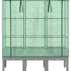 Højbed med drivhusovertræk - Plantekasse i rattan-look | Størrelse: 120x40x140 cm