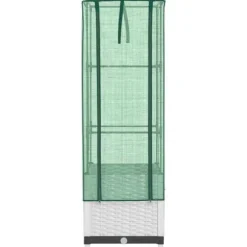 Højbed med drivhusovertræk - Rattan-look | Størrelse: 40x40x139 cm