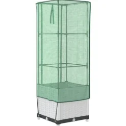 Højbed med drivhusovertræk - Rattan-look | Størrelse: 40x40x139 cm