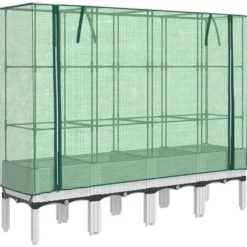 Højbed med drivhusovertræk - Rattan-look | Størrelse: 160x40x140 cm