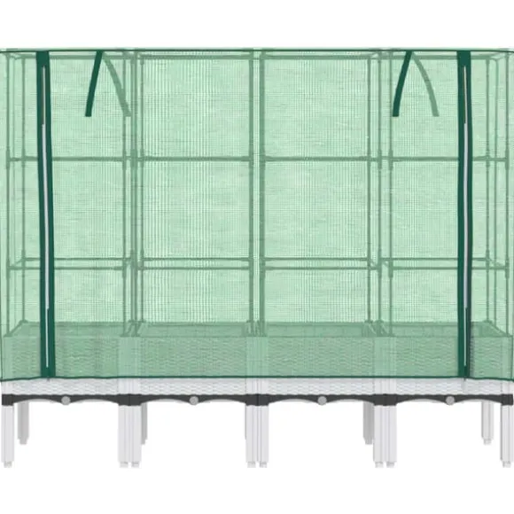 Højbed med drivhusovertræk - Rattan-look | Størrelse: 160x40x140 cm