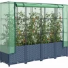 Højbed med drivhusovertræk - Rattan-look | Størrelse: 160x40x138 cm