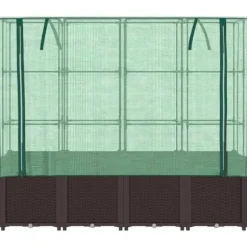 Højbed med drivhusovertræk - Rattan-look | Størrelse: 160x40x153 cm