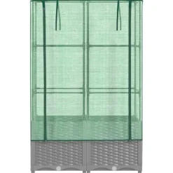 Højbed med drivhusovertræk - Rattan-look | Størrelse: 80x40x138 cm