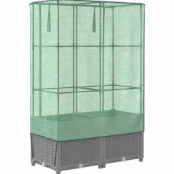 Højbed med drivhusovertræk - Rattan-look | Størrelse: 80x40x138 cm