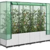 Højbed med drivhusovertræk i rattan-look - Plads til planter | Størrelse: 160x40x138 cm
