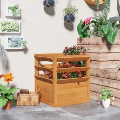 Højbed med espalier & åben bund 65x65x60 cm, træ – til klatreplanter
