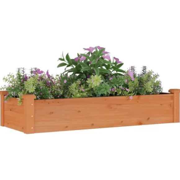 Højbed med foring i massivt fyrretræ - Plantekasse | Størrelse: 120x45x25 cm | Farve: Brun