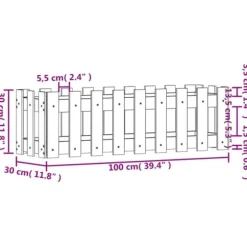 Højbed med stakitdesign - Plantebed i massivt fyrretræ | Størrelse: 100x30x30 cm | Farve: Sort