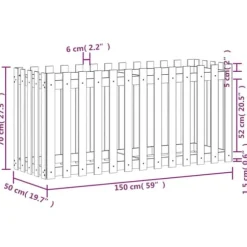 Højbed med stakitdesign i massivt fyrretræ | Størrelse: 150x50x70 cm
