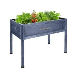 Højbed til altan, terrasse og have 110x55x80cm - Træherbarium på ben - Plantekasse på ben til blomster, krydderurter, grøntsager - Højbed til haven, G | CDON