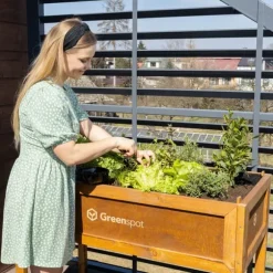Højbed til altan, terrasse og have 110x55x80cm - Træherbarium på ben - Plantekasse på ben til blomster, krydderurter, grøntsager - Højbed til haven, G | CDON