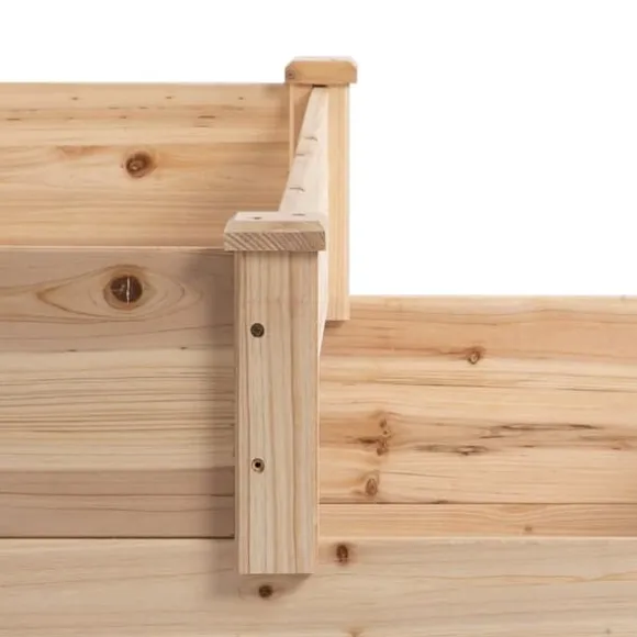 Højbed 3-trins i træ 124x124x56 cm – urte-trappe til balkon & have