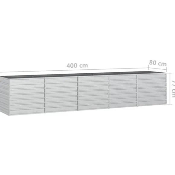 Højbed 400x80x77 cm galvaniseret stål sølvfarvet - Højbed - Højbede - Home & Living