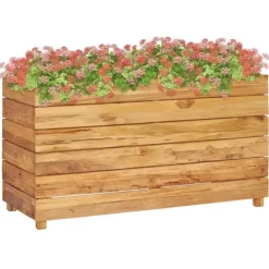 Højbed 100x40x55 cm genanvendt teaktræ og stål - Højbed - Højbede - Home & Living