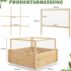 Højbed, 107x107x70 cm, Naturfarvet