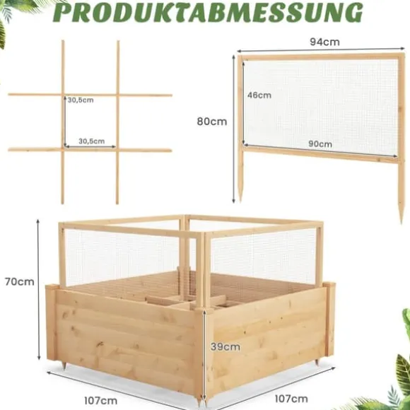 Højbed, 107x107x70 cm, Naturfarvet