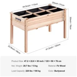 Højbed, 120x58x76 cm, naturtræ, træ