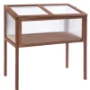 Højbed/drivbænk 90x50x93 cm, gran & PC-plade, brun – urteboks til have/terrasse