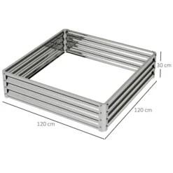 Højbed/plantekasse i stål 120x120x30 cm, sølv – have/terrasse