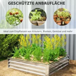 Højbed/plantekasse i stål 120x120x30 cm, sølv – have/terrasse