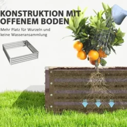 Højbed/plantekasse i stål 120x120x30 cm, sølv – have/terrasse