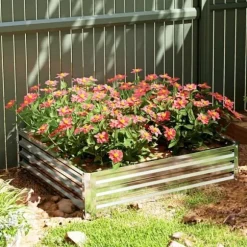 Højbed/plantekasse i stål 120x120x30 cm, sølv – have/terrasse
