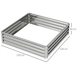 Højbed/plantekasse i stål 120x120x30 cm, sølv – have/terrasse
