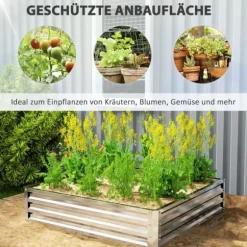 Højbed/plantekasse i stål 120x120x30 cm, sølv – have/terrasse