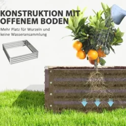 Højbed/plantekasse i stål 120x120x30 cm, sølv – have/terrasse
