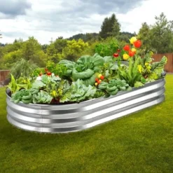 Højbeds plantekasse, 182,5x92,5x28 cm, Sølv, Metal