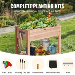 Højbeds plantekasse, 86x46x76 cm, naturtræ, træ