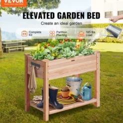 Højbeds plantekasse, 86x46x76 cm, naturtræ, træ